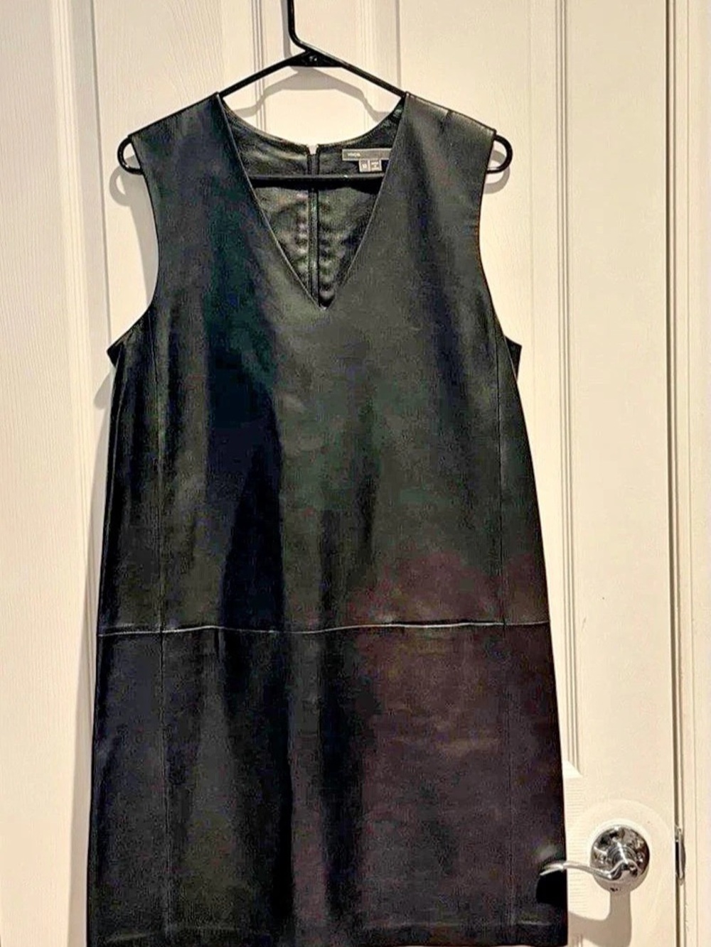VINCE 100% Lamb Leather Black Shift Dress Women’s Size 12 Sleeveless